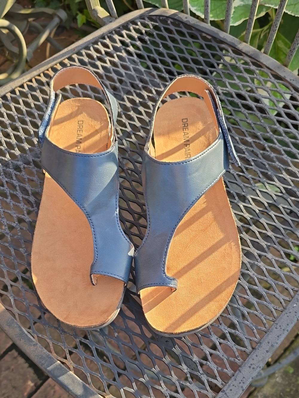 Dream Pairs Slate Blue Toe-Loop Slingback Sandals